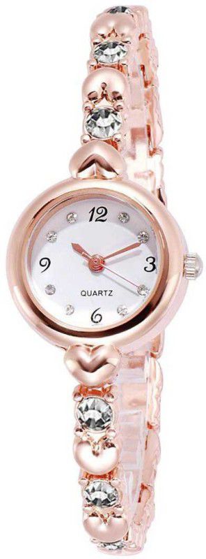 Analog Watch - For Girls Exclusive Choice Silver Diamond Studded Rose Gold Bracelet Diamond Analog Watch - For Women