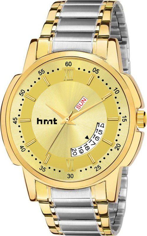 TT9034 TwoTone Original Golden Plated Chain Watch &Water Resistant Branded Hands Analog Watch - For Men HMTG-TT9034 Men's Two-Tone Chain Original Golden Plated Chain Watch & Premium Gold Dial Watch