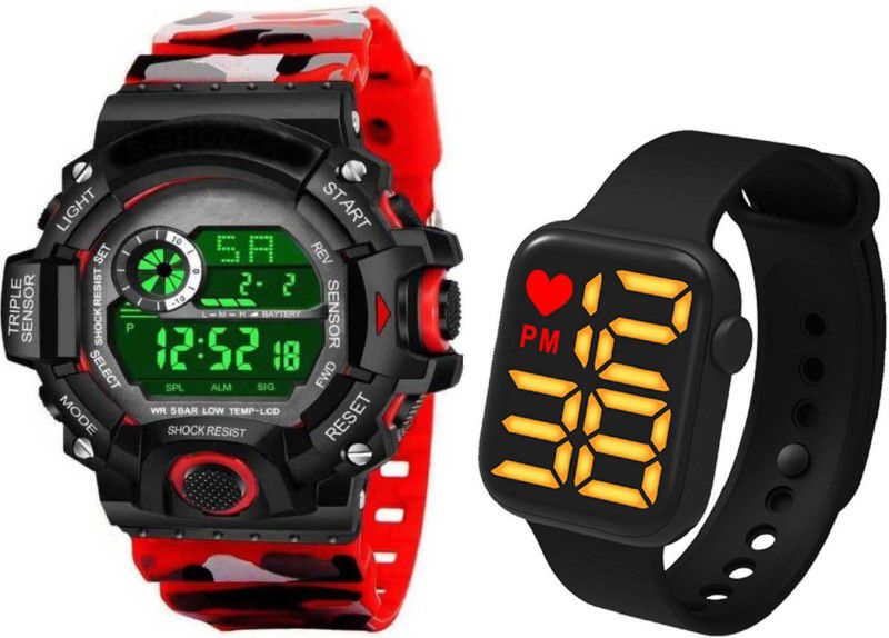 New Arrival Silicon Strap Digital Pack of 2 Combo Digital Watch - For Boys GSRM-NSA00034