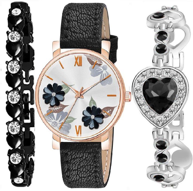 Analog Watch - For Girls SW-380 New Stylish Black Dial Watch And Black with bracelet For Women