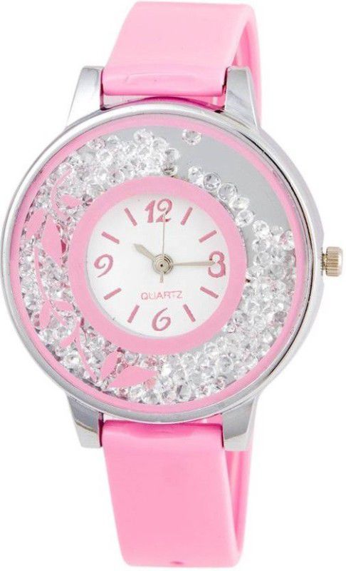 Analog Watch - For Women Stunning Movable Diamond Pandadi Print Dial Pink Strap Girls Watch For Women