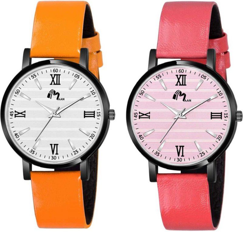 Analog Watch - For Women Combo 2 New Stylish Design Orange and Red Liner Dial Casual Women