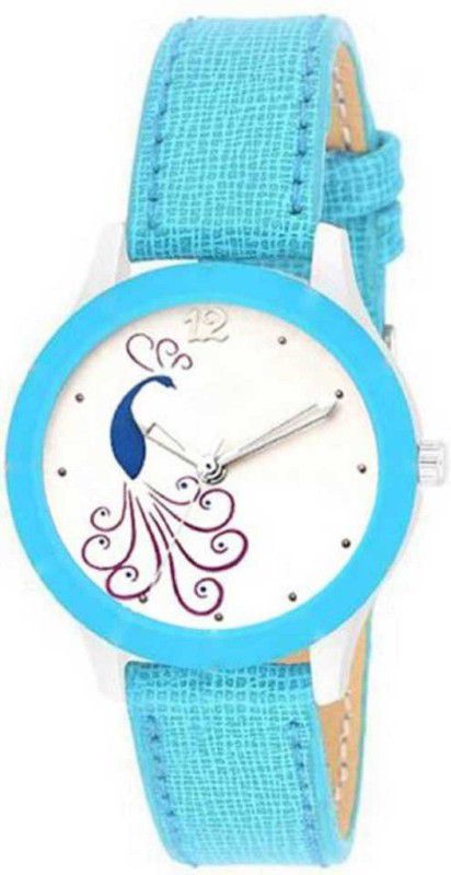 Analog Watch - For Girls New Stylish Designer Peacock Print Dial Leather Belt Watch For Girls & Women TC-65