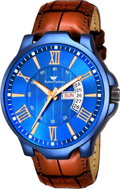 Day & Date Unique New Analog Watch - For Men FF1167-BL-BR Blue & Brown