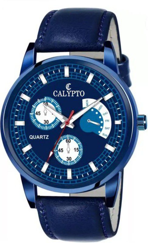 Glossy Blue Leather Strap & Blue Dial Analog Wrist Watch for Boys Analog Watch - For Men ST-228