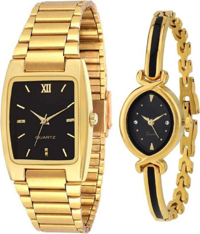 chain belt Analog Watch - For Boys & Girls watches Square Golden and fancy diamond black dial