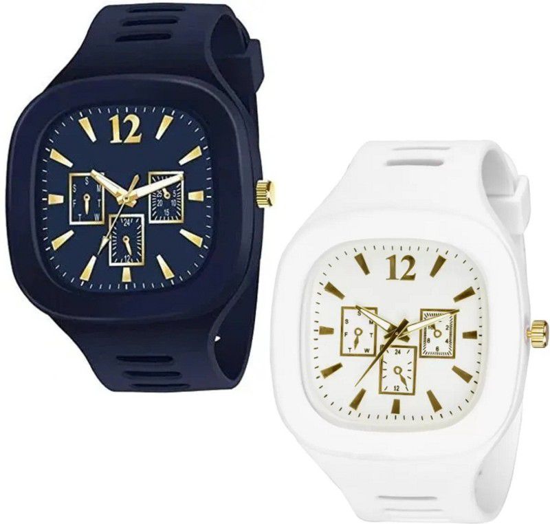Professional Analog square Blue & White Watch Analog Watch - For Men