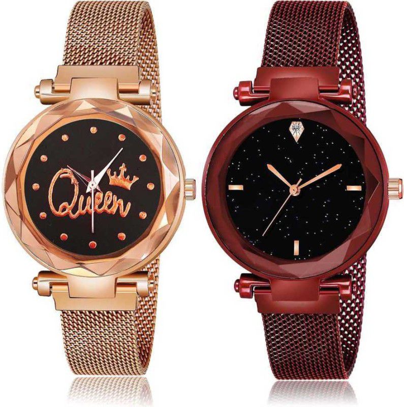 Combo watch Analog Watch - For Girls Analog Watch - For Girls Contemporary Quartz Queen Magnet Chain And Magnet 2 Watch Combo For Women