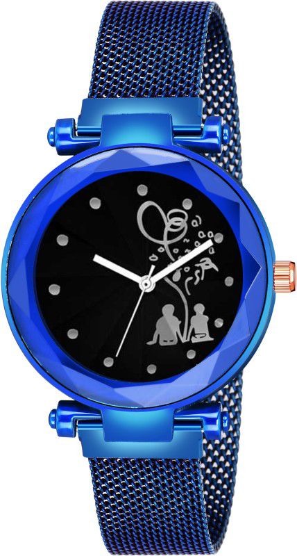 Analog Watch - For Girls New Fashion Bethu Couple Black dial Blue Maganet Strap For Girl