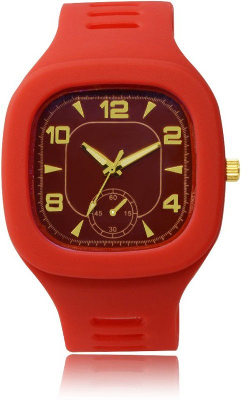 Analog Watch - For Men Square Silicone Rubber Red Belt for Men & Boys unique collection best quality OM-SQR