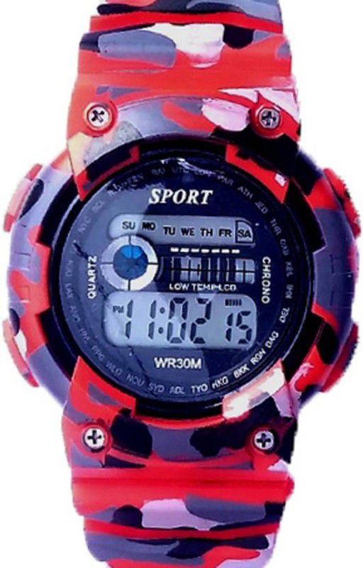 Digital Watch - For Men watch Sports Red Army,Date Display,with Light kids, Alarm Watch - For Boys