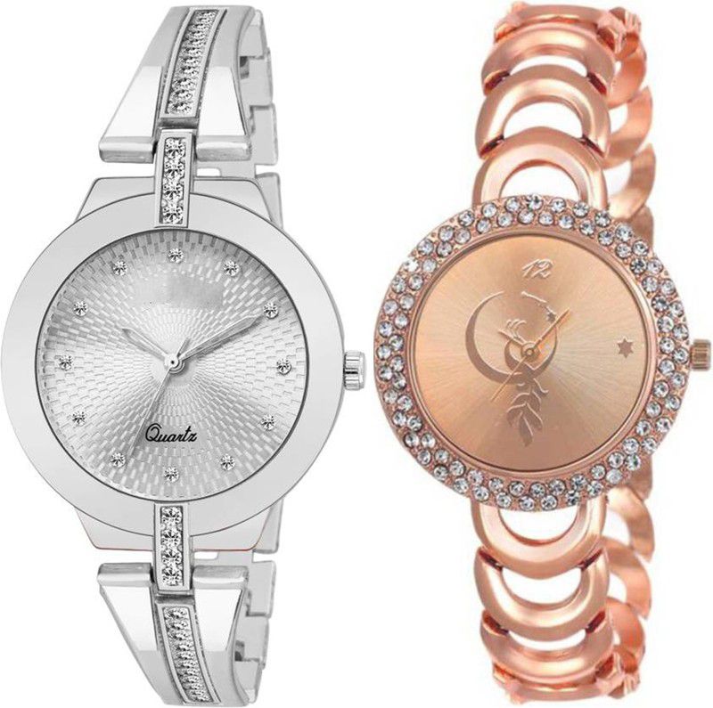 Analog Watch - For Girls Combo pack 2 New Diamond Studded Part-Wedding Adition Analog Watch For Girls & Women BB-07133