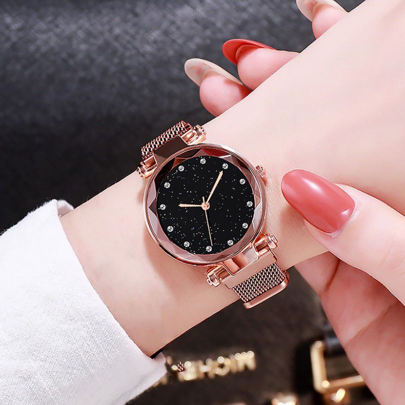 Stylish 12 Diamond Studded magnet Watch for Womens watches girls watch for girls Analog Watch - For Women Astro Rose Gold Magnet Watch