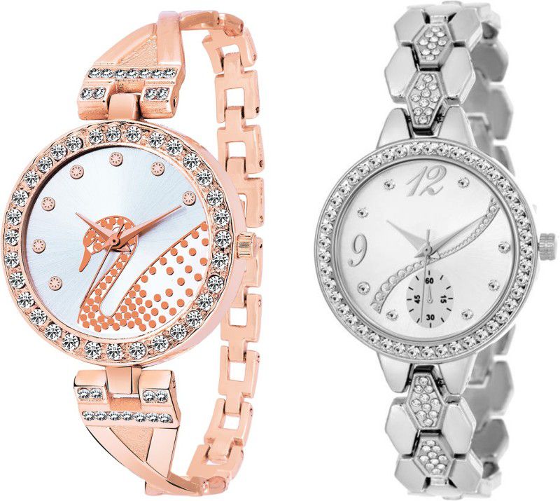 Analog Watch - For Girls Combo pack 2 New Diamond Studded Watch For Girls & Women BB-07360