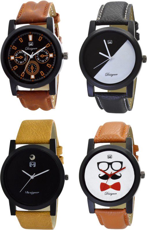 Analog Watch - For Men Analogue Combo pack of 4 Multicolor Dial Watch for Boys & mens Om-118