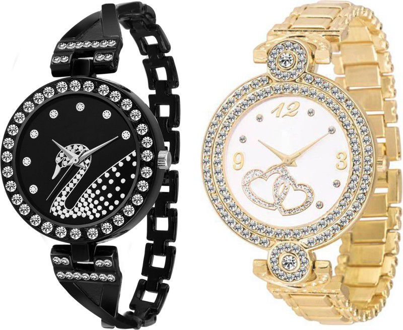 Analog Watch - For Girls Combo pack 2 New Diamond Studded Part-Wedding Adition Analog Watch For Girls & Women BB-07187