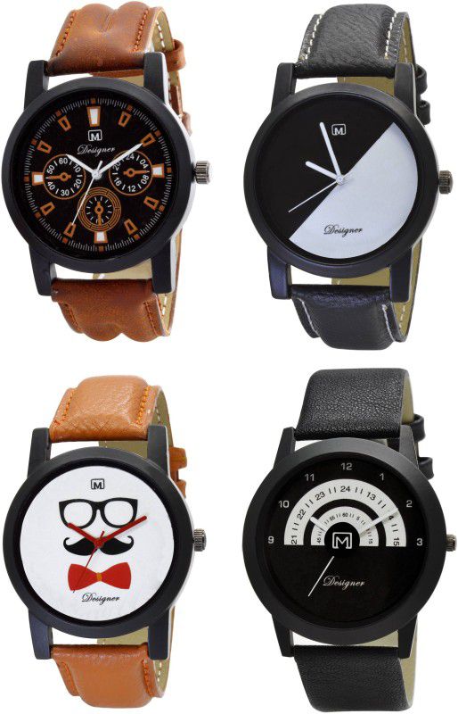 Analog Watch - For Men Analogue Combo pack of 4 Multicolor Dial Watch for Boys & mens Om-163