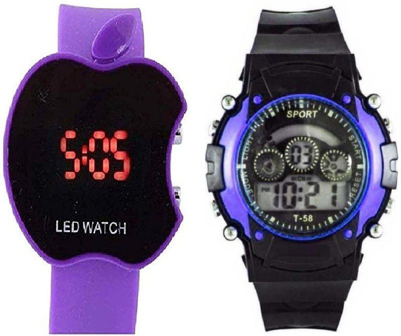 Digital Watch - For Boys Purple & 7 Light Watch For Combo