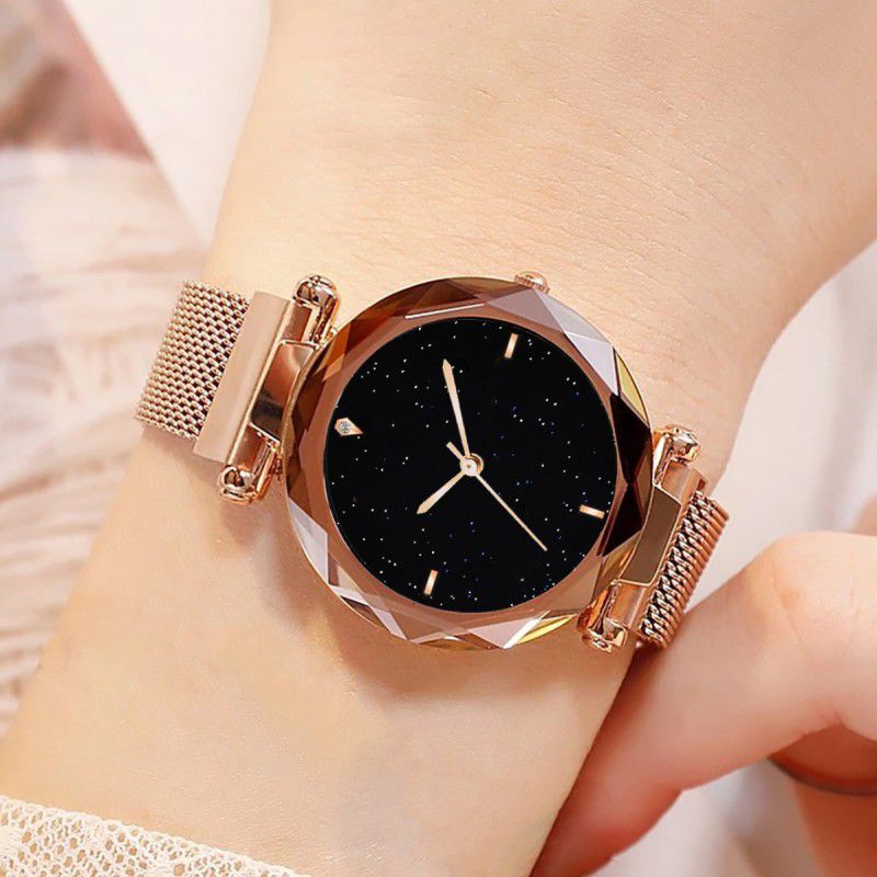 Studded magnet Watch for Womens watches girls watch for girls Analog Watch - For Women 4 Point Rose Gold Color