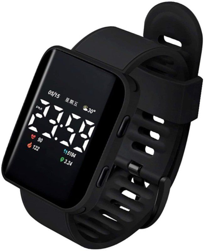(Black Strap Regular) Digital Watch - For Men MSG2419-Square Smart Design