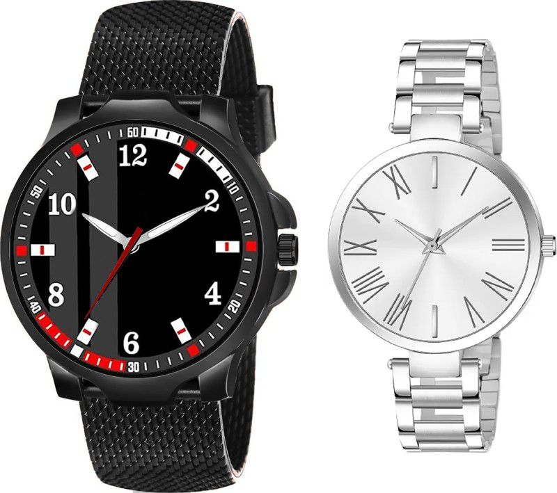 Black And Silver Color Men And Women Analog Watch - For Couple Cpl016