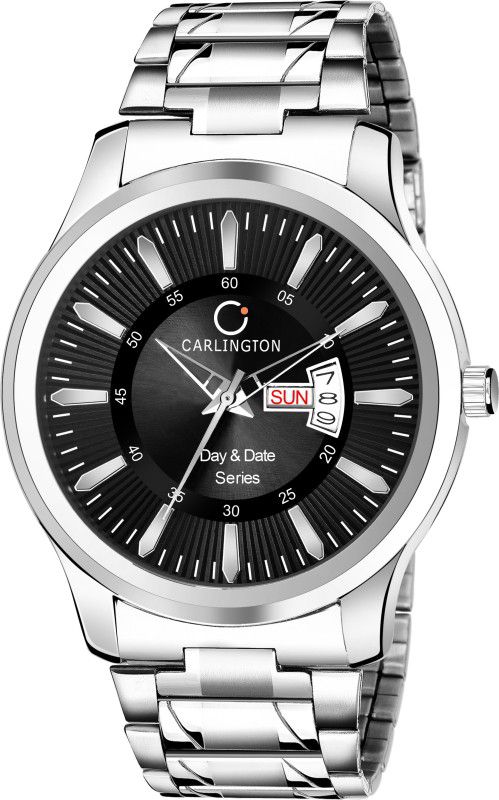Carlington Men Classic Stainless Steel Strap With Day and Date Display Analog Watch - For Men G-01 Black