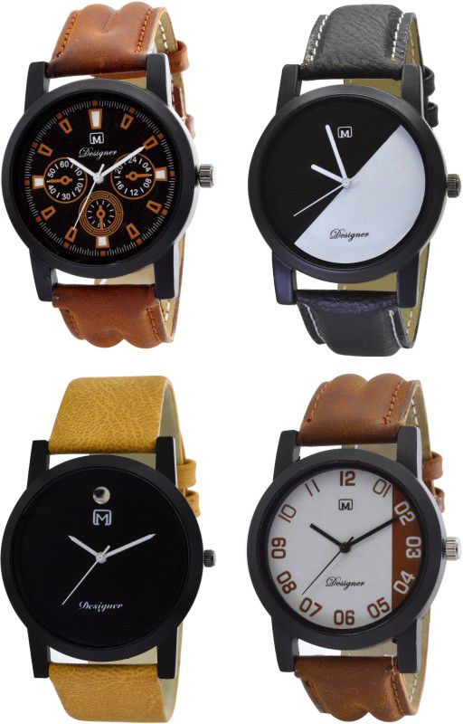 Analog Watch - For Men Analogue Combo pack of 4 Multicolor Dial Watch for Boys & mens Om-122