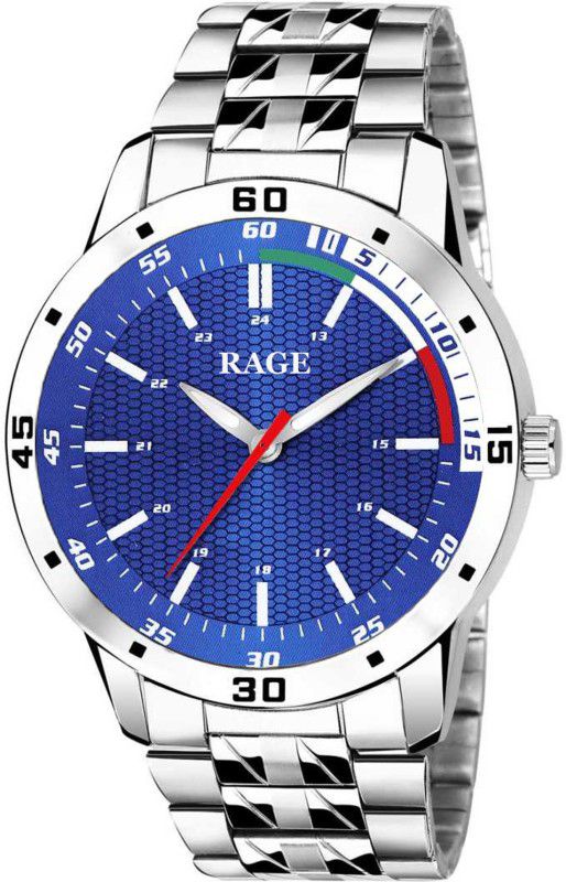 Analog Watch - For Men R-913 Stainless steel chain shiny attractive Blue Stylish dial