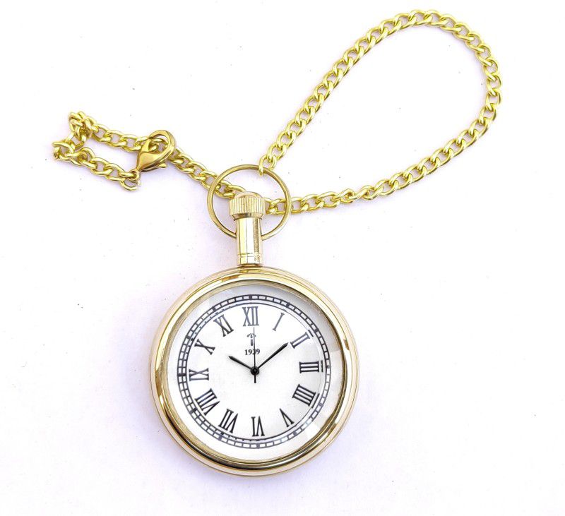 k.v handicrafts Replica Antique Indian Look Gandhi Watch / Pocket Watch with Long Chain By- K V Handicraft KVH-0085 Brass Finish Brass Pocket Watch Chain