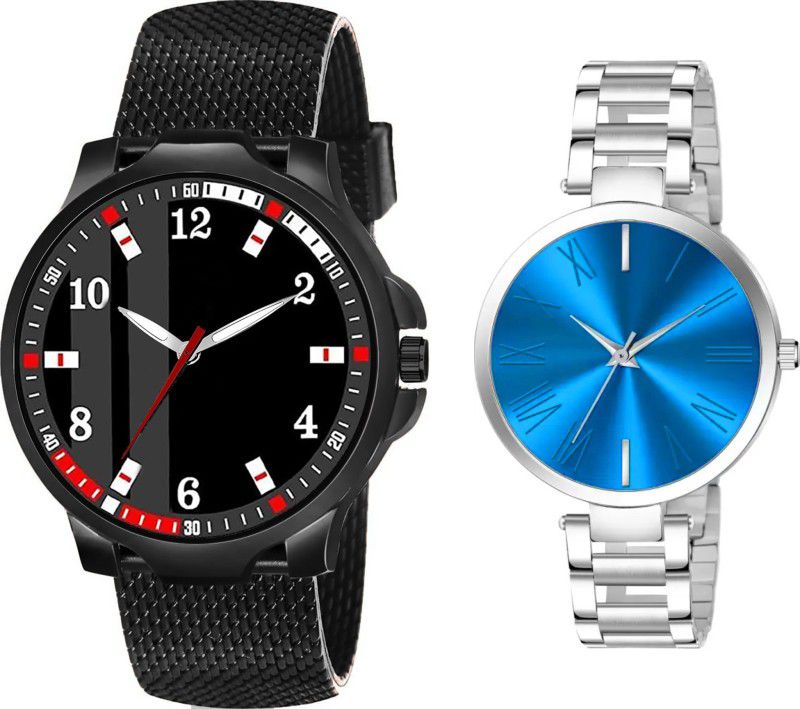 Black And Silver Color Men And Women Analog Watch - For Couple Cpl014
