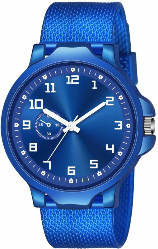 Stylish Blue Designer Watch For Men & Boys Analog Watch - For Men Stylish Blue Designer Dial & PU Belt