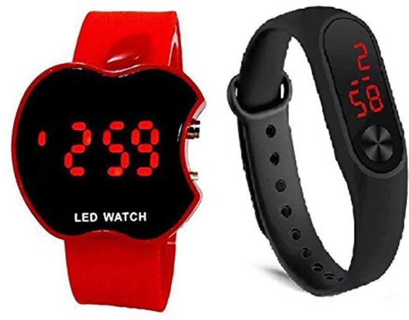 Digital Watch - For Boys & Girls Digital Led & Pipe Watch Black & Red Watch Combo