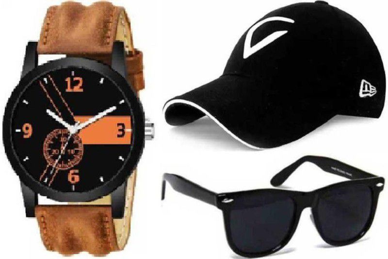 RJ/4573as Analog Watch - For Boys Solid BRAND - new stylish combo pack set of 3 WATCH-01 + CAP-01 + SUNGLASS-01 best collection for men's and boy's Cap (Pack of 3)