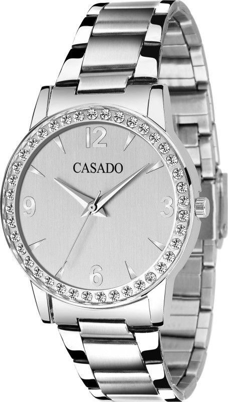 Classy White Dial With Premium Diamond Studded Stainless Steel Case for Uptown Girl's Analog Watch - For Women CSD-815-WHITE