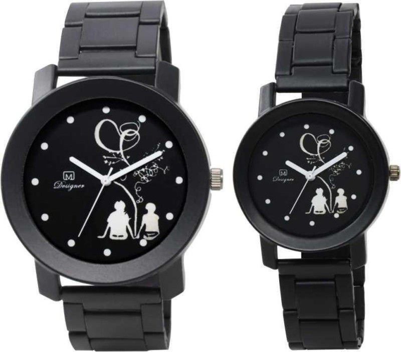 Stylish Professional Analog Watch - For Couple latest design Black color dial metal belt analogue couple watch for men and women , Metal belt watch for men
