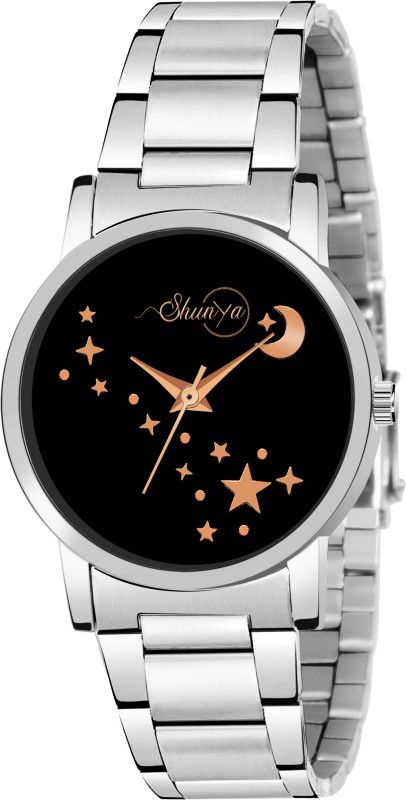 Stainless Steel Belt Analog Watch - For Girls New Luxury Looking 0423 Black Color Dail