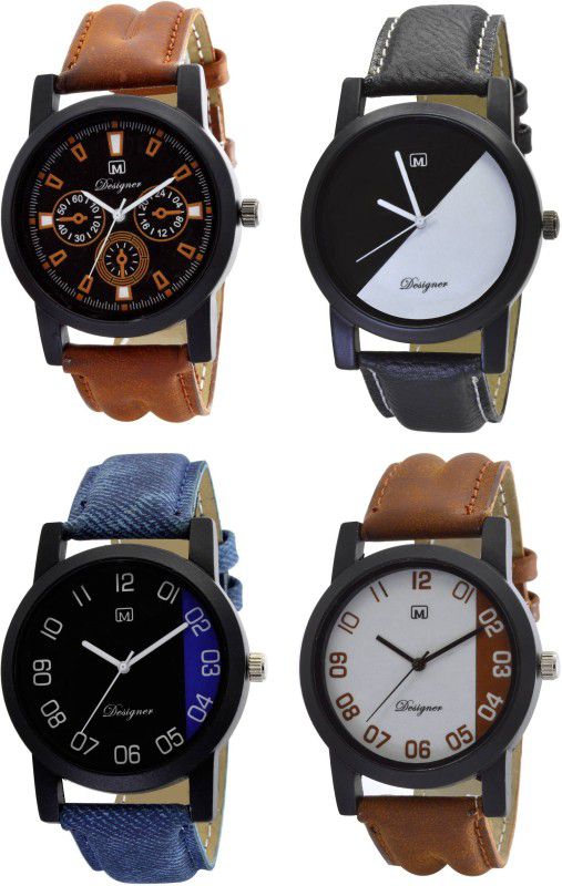 Analog Watch - For Men Analogue Combo pack of 4 Multicolor Dial Watch for Boys & mens Om-177
