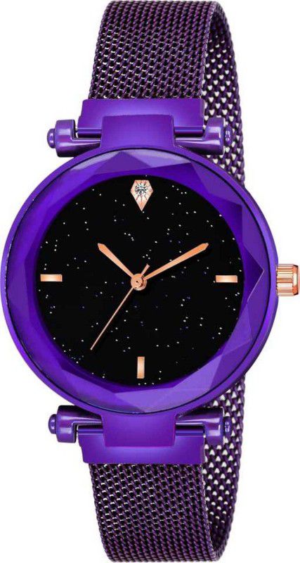 Analog Watch - For Girls FL_140 diamond Cut Mesh Magnet Buckle Starry sky Quartz Watches For girls Fashion Clock women