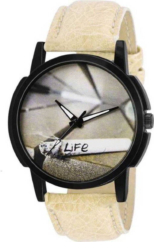Cigaret Printed Dial Cream Strap Life Tranding Leather Analog Watch - For Boys Analog Watch - For Boys Life New Tranding Leather