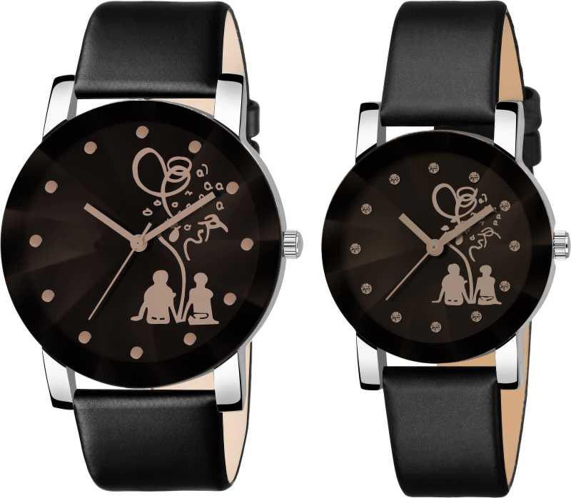 Analog Watch - For Couple Classic Quartz Watch Student Couple Stylish Spire Glass Belt Quartz Analog Watch - For Men & Women