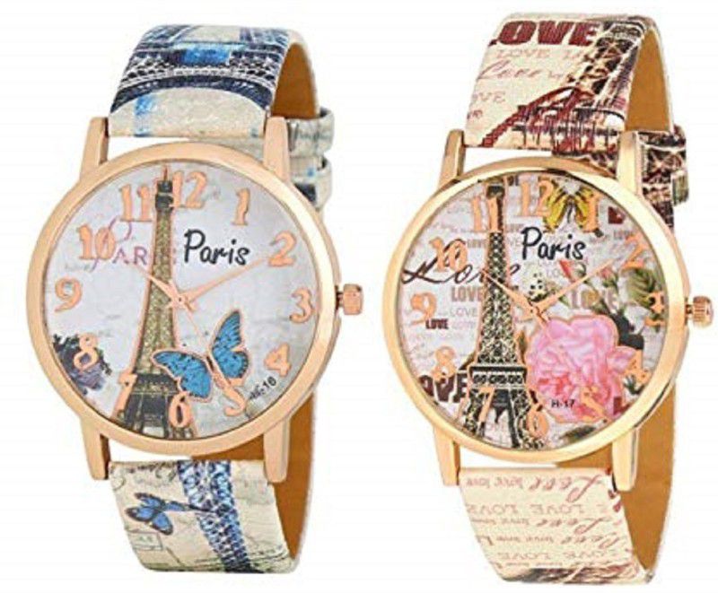 New Stylish and Attractive Unique designer Quartz Movement Women's and Girl's 2 Beautiful Watch (Combo Offer) Analog Watch - For Girls PARIS_BLUE_RED