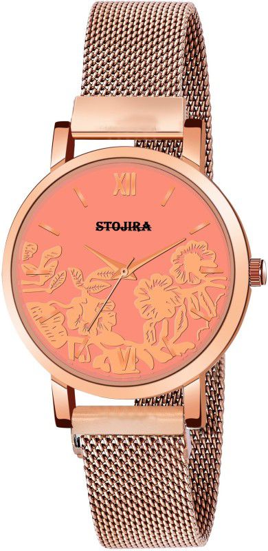 Analog Watch - For Women New Girls Collection Free Size Peach Magnet Strap Stylish Design wrist Watch