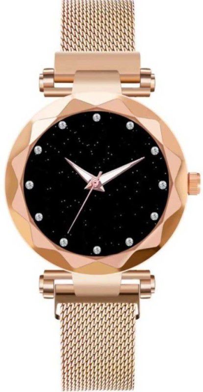 Analog Watch - For Couple Fancy Bracelet women watches ladies wristwatch starry sky magnetic watch with magnet mash strap stylish girls watches new model 12 diamonds Analog Watch - For Girls