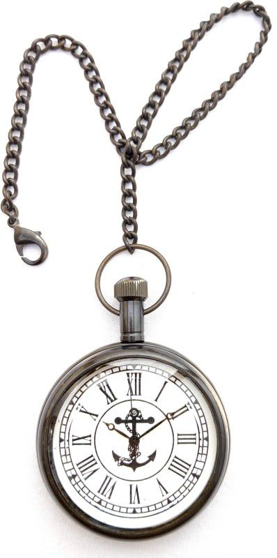 k.v handicrafts Brass Antique Indian Look Antique Finish Gandhi Watch/Pocket Watch with Long Chain By- K V Handicraft (Classic Anchor Dial) kvh00105 Brass Antique Finish Brass Pocket Watch Chain