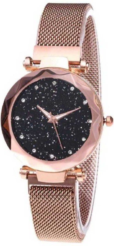 Indian Diamond 22st NX Luxury Mesh Magnet Buckle Starry sky Quartz Watches Analog Watch - For Girls Magnetic Buckle Stainless Steel Mesh Belt AND (PINK DORI) Quartz Analog Watch - For Girls