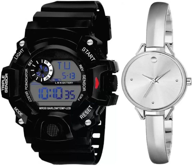 DATE & DAY SERIES Analog-Digital Watch - For Couple Valentine Gift G Shcock Sports Water Resistance Original Black Collection Digital Watch And Analogue Couple watch