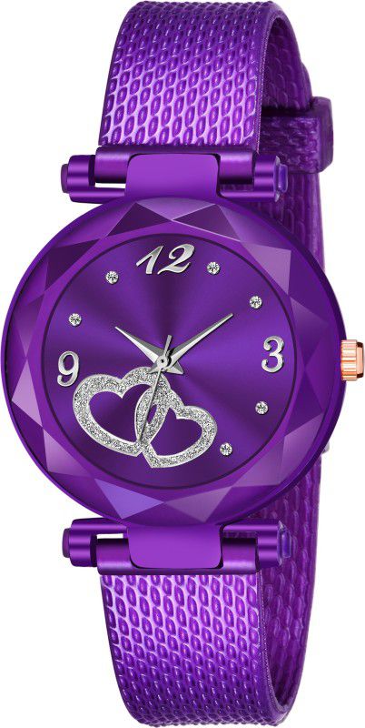 Analog Watch - For Girls Purple Heart Dial Designer PU strap Analogue Watch for girl or woman