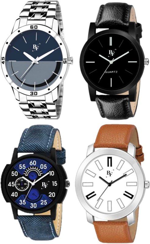 Analog Watch - For Men Combo Of 4 Round Dial Leather And Steel Strap Stylish
