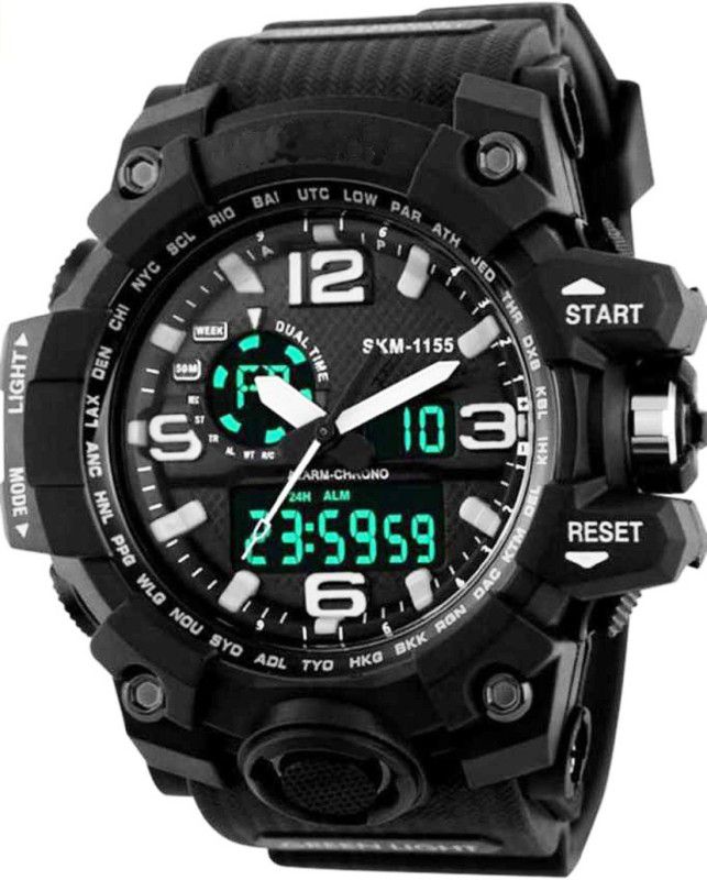 Analog-Digital Watch - For Men Skmei 1155_Black Sport Miltifunction Dual Time Day-Date Alarm