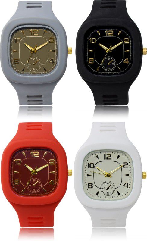 Analog Watch - For Men Combo pack of 4 Silicon rubber belt boys & mens watch pack of 4 best selling latest combo watches